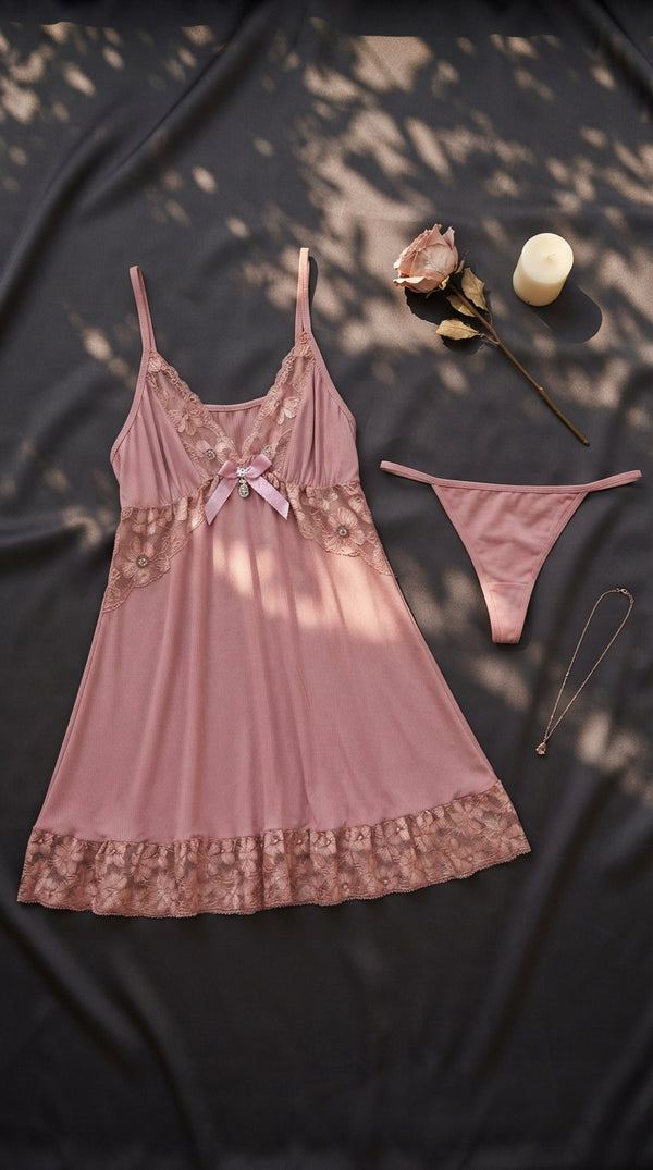 Pink Short Nighty For Women LN0129