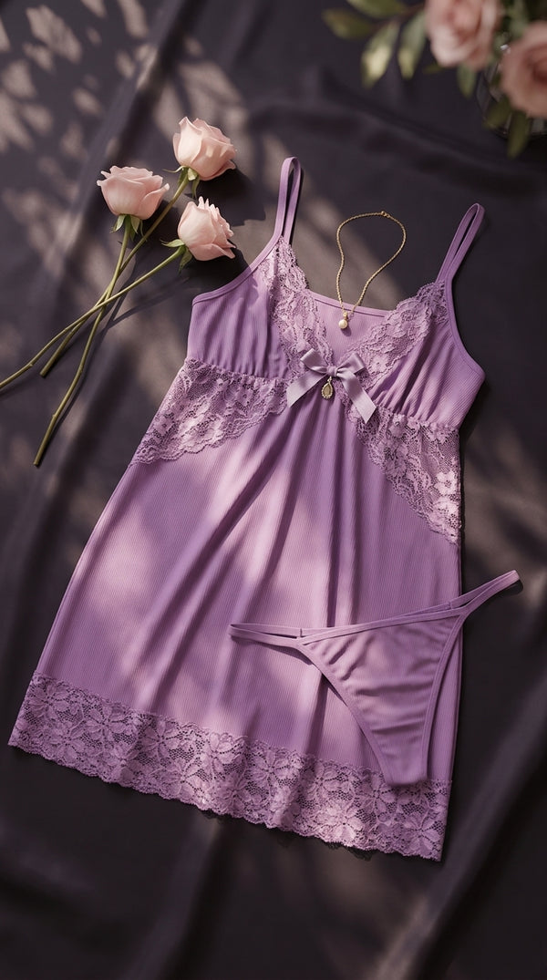 Purple Short Nighty For Women LN0129