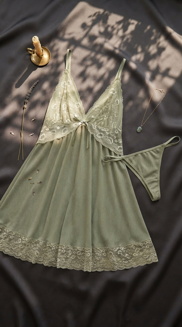 Green Short Nighty For Women LN0130