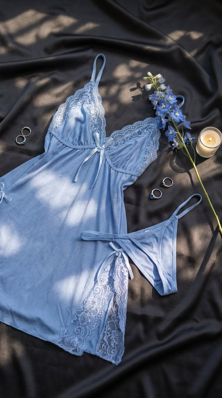 Blue Short Nighty For Women LN0131