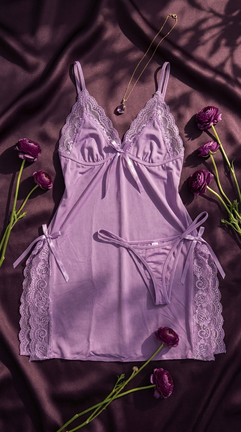 Purple Short Nighty For Women LN0131
