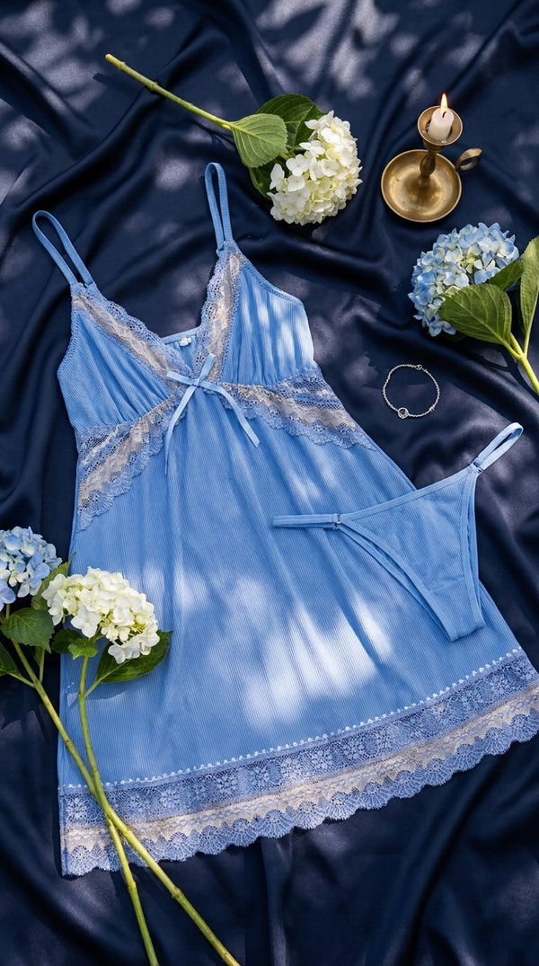 Blue Short Nighty For Women LN0132