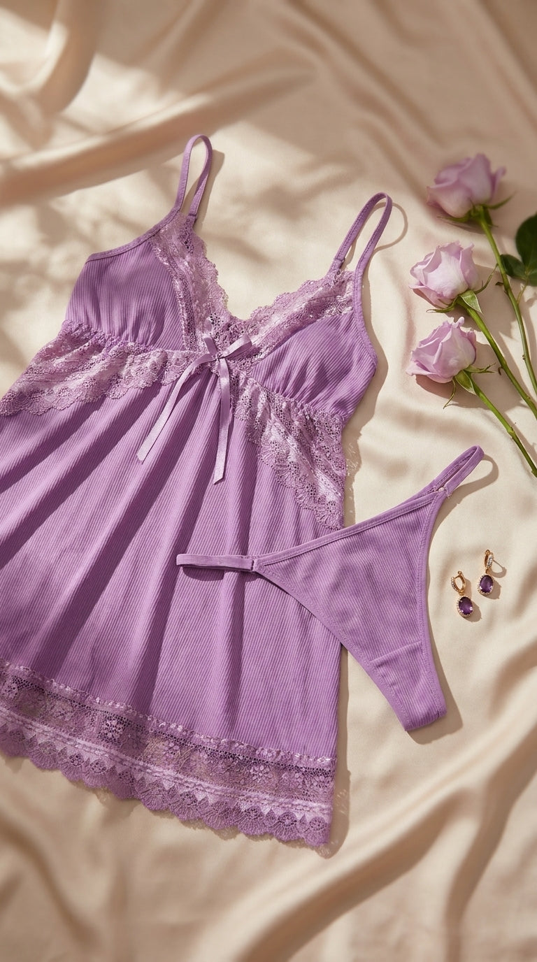 Purple Short Nighty For Women LN0132