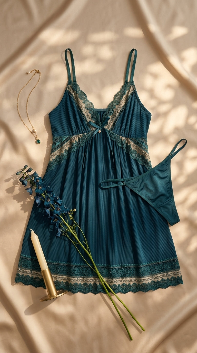 Dark Green Short Nighty For Women LN0132