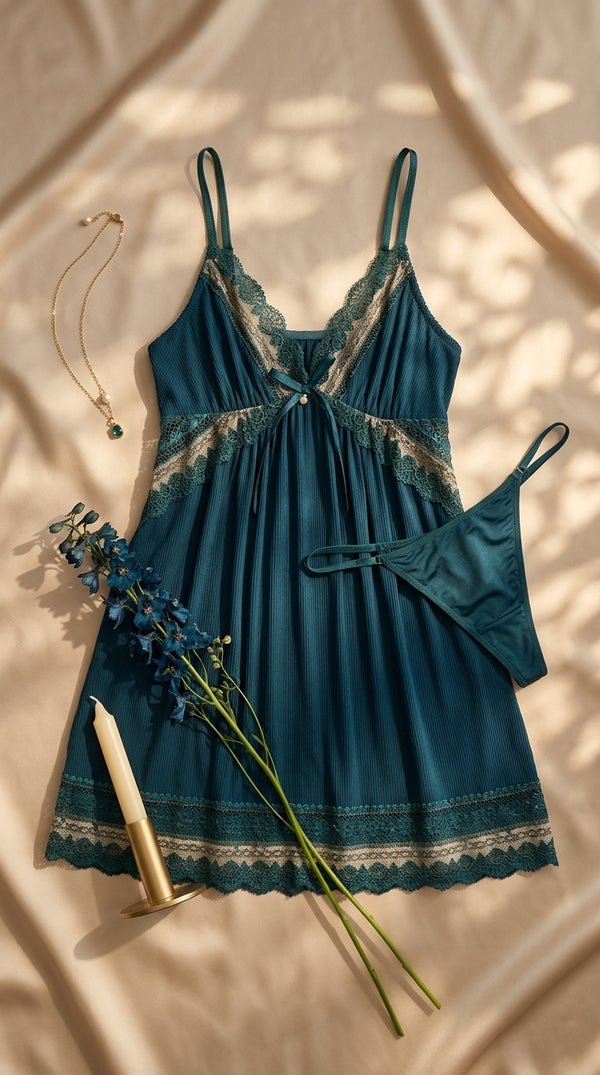 Dark Green Short Nighty For Women LN0132