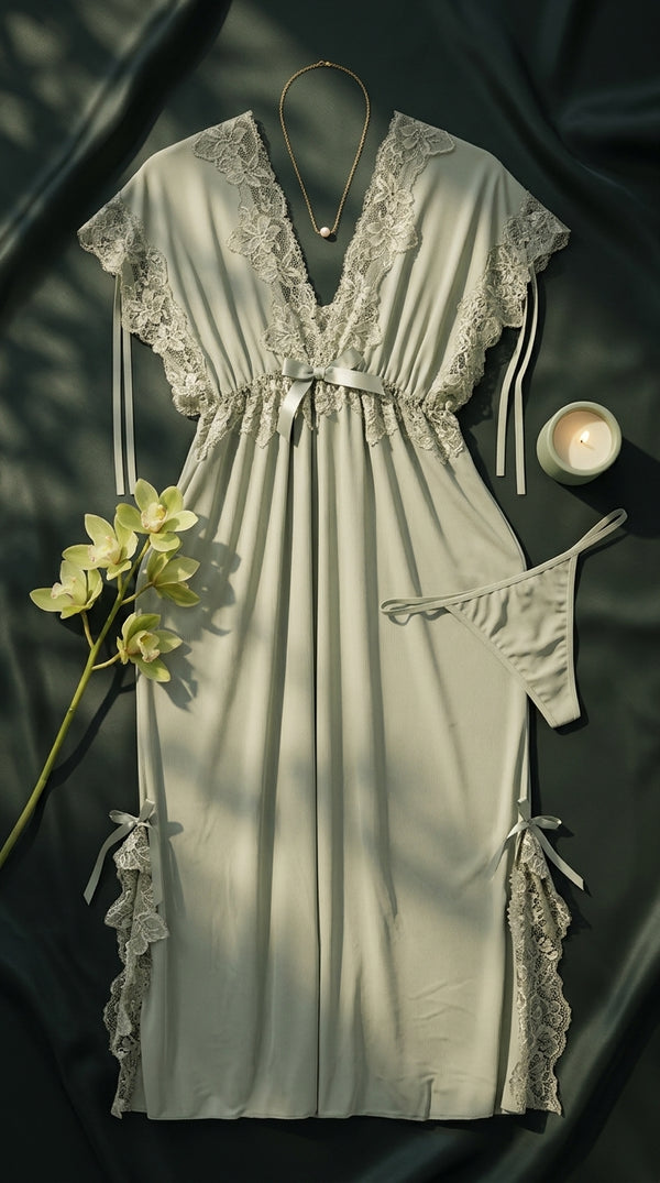 Green Long Nighty For Women LN0136