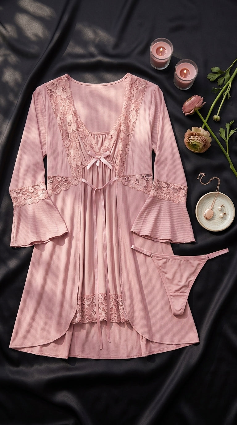 Pink Short Inner Gown Nighty LN0137