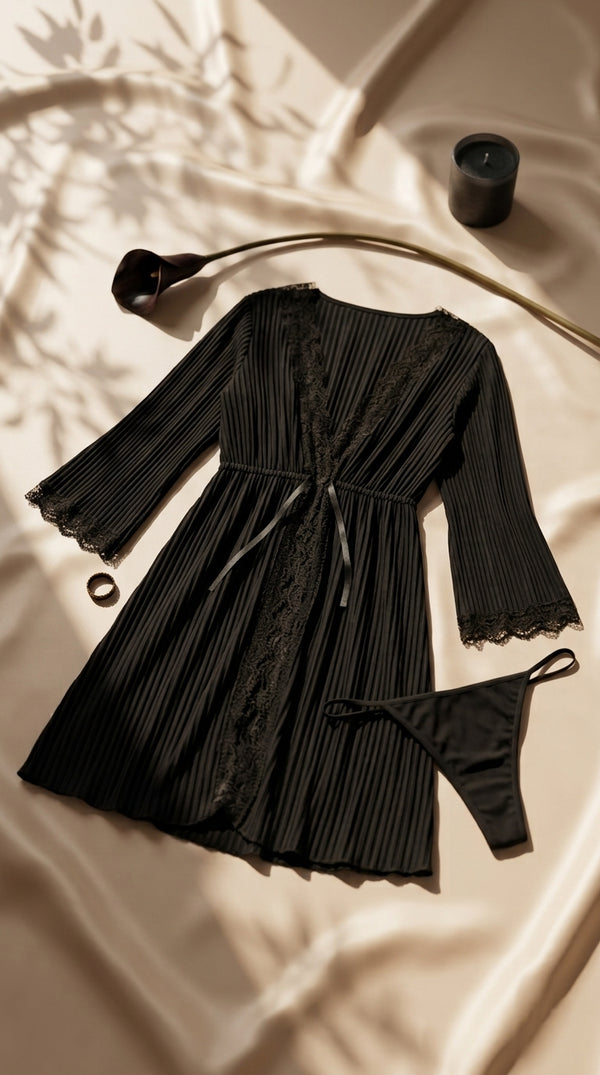 Black Short Inner Gown Nighty LN0138