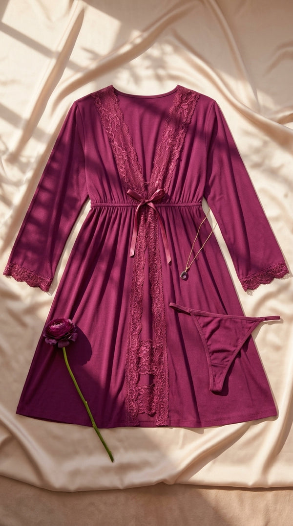 Maroon Short Inner Gown Nighty LN0138