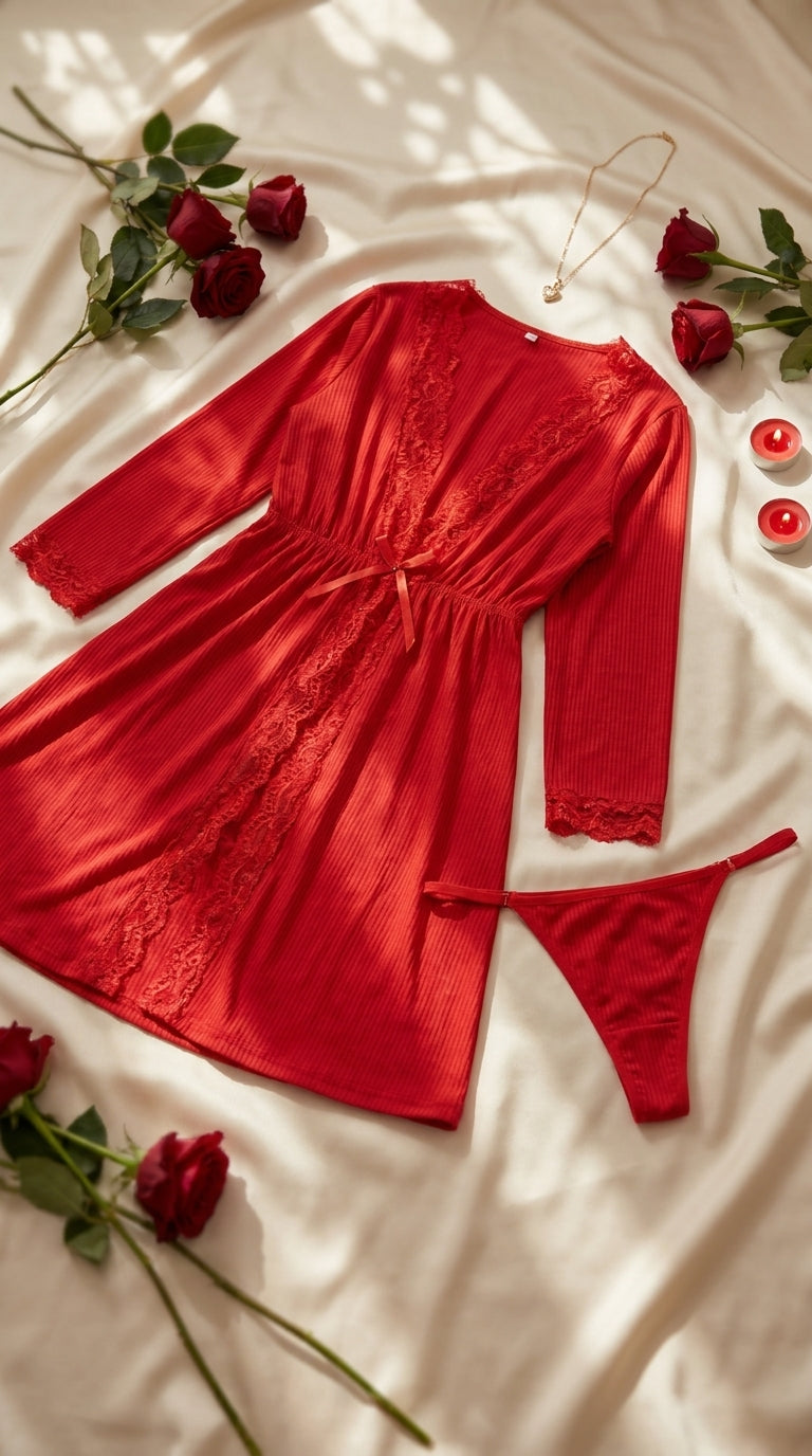 Red Short Inner Gown Nighty LN0138