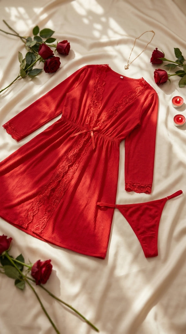 Red Short Inner Gown Nighty LN0138