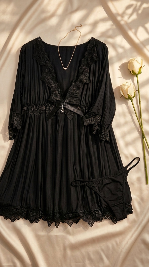 Black Short Nighty For Women LN0139
