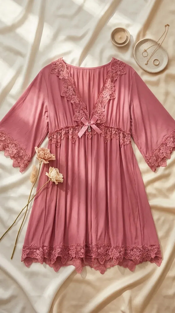 Burgundy Short Nighty For Women LN0139