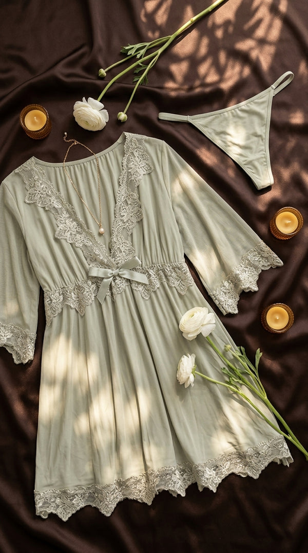 Green Short Nighty For Women LN0139
