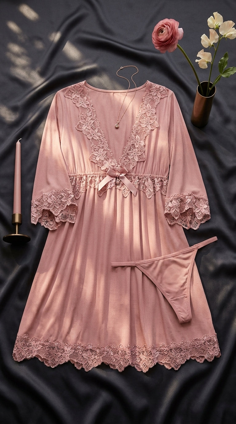Pink Short Nighty For Women LN0139