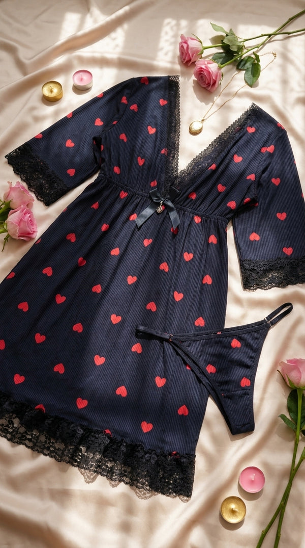 Black Short Nighty For Women LN0140