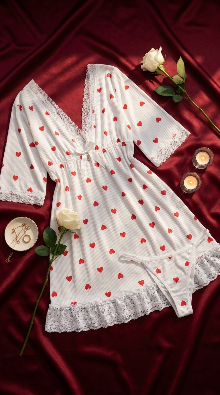White Short Nighty For Women LN0140