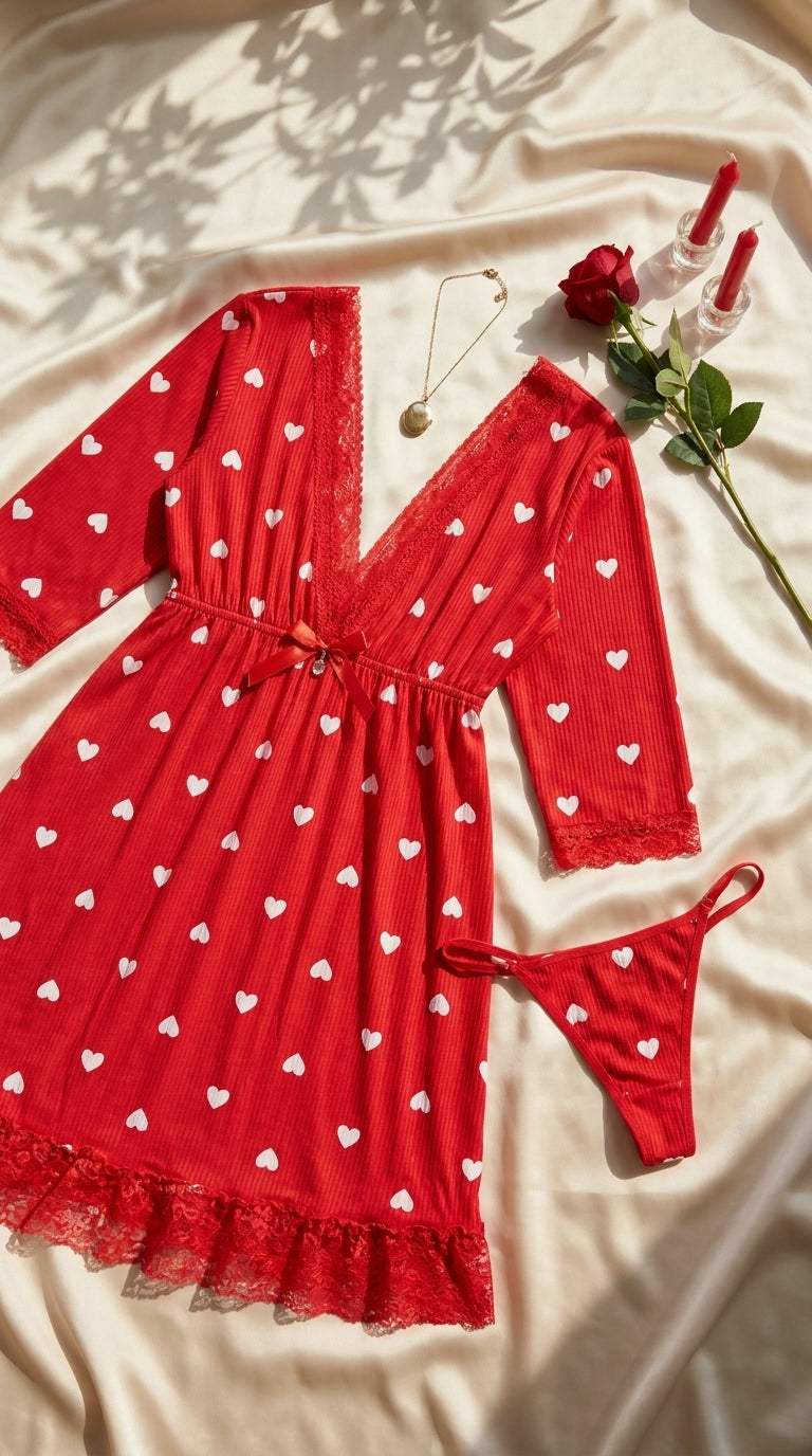 Red Short Nighty For Women LN0140