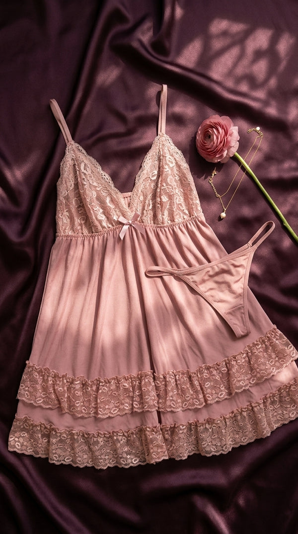 Pink Short Nighty For Women LN0141