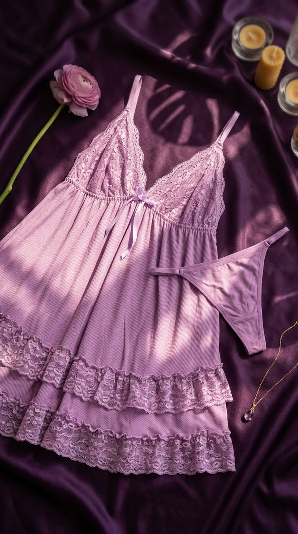 Purple Short Nighty For Women LN0141