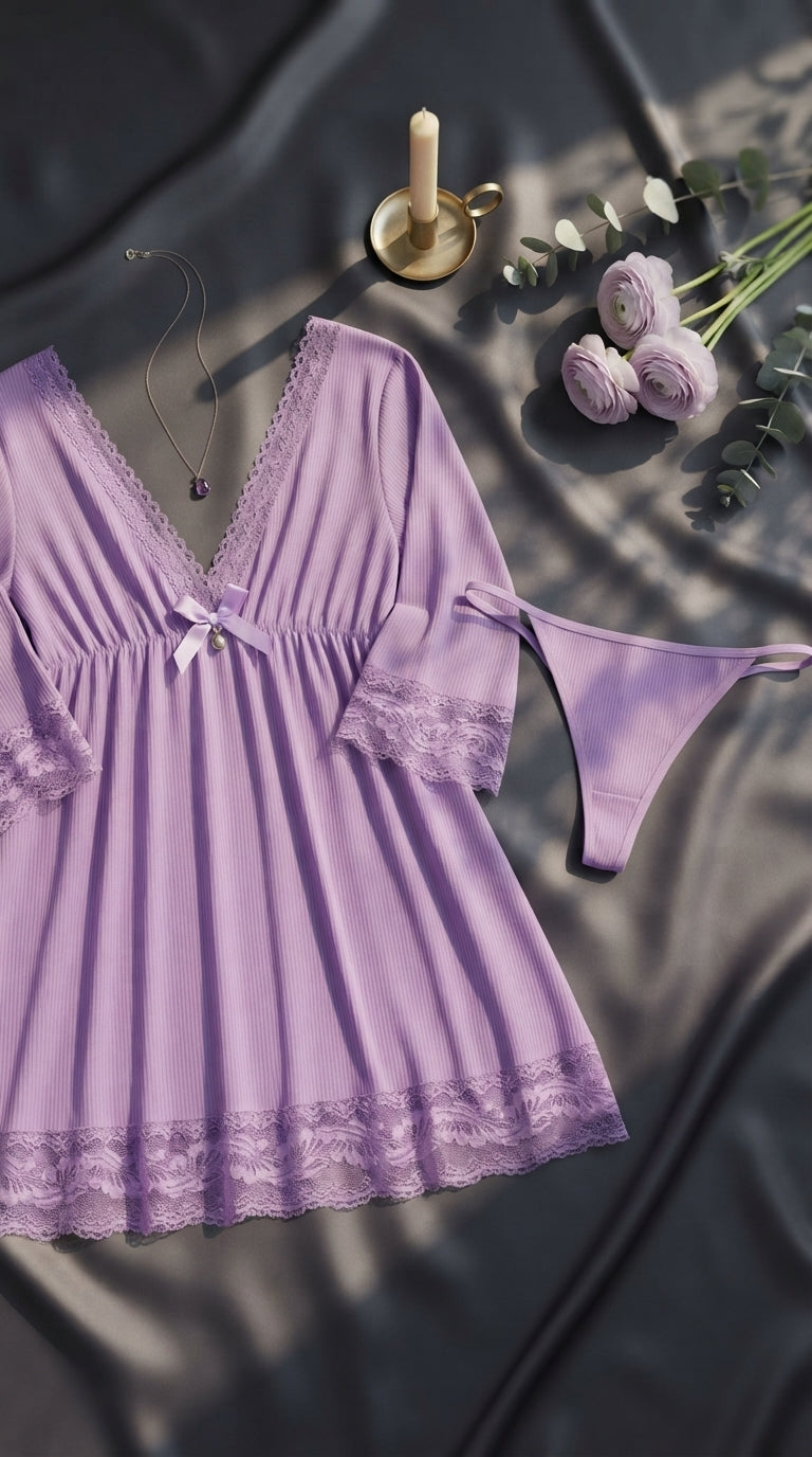 Purple Short Nighty For Women LN0142
