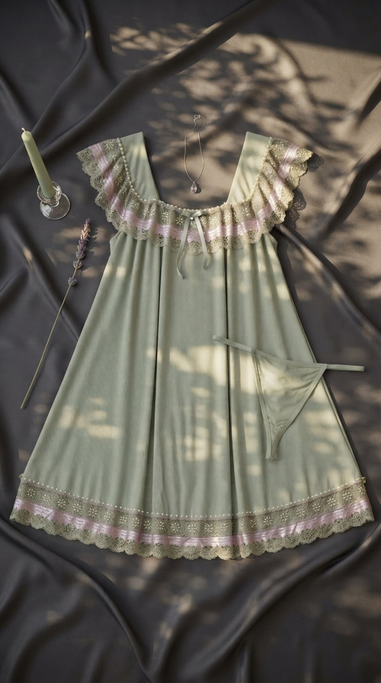 Green Short Nighty For Women LN0145