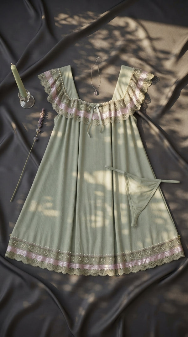 Green Short Nighty For Women LN0145