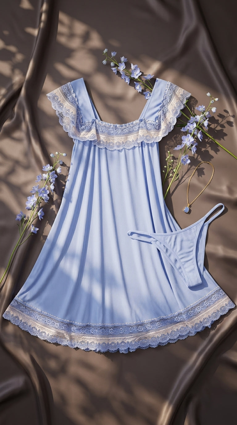 Blue Short Nighty For Women LN0145