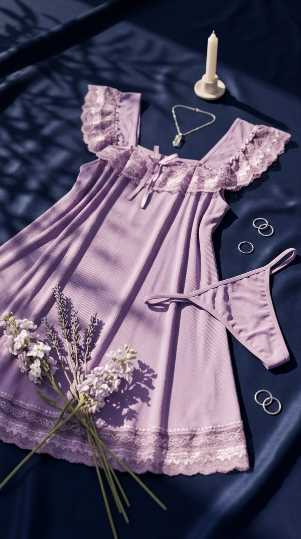 Purple Short Nighty For Women LN0145