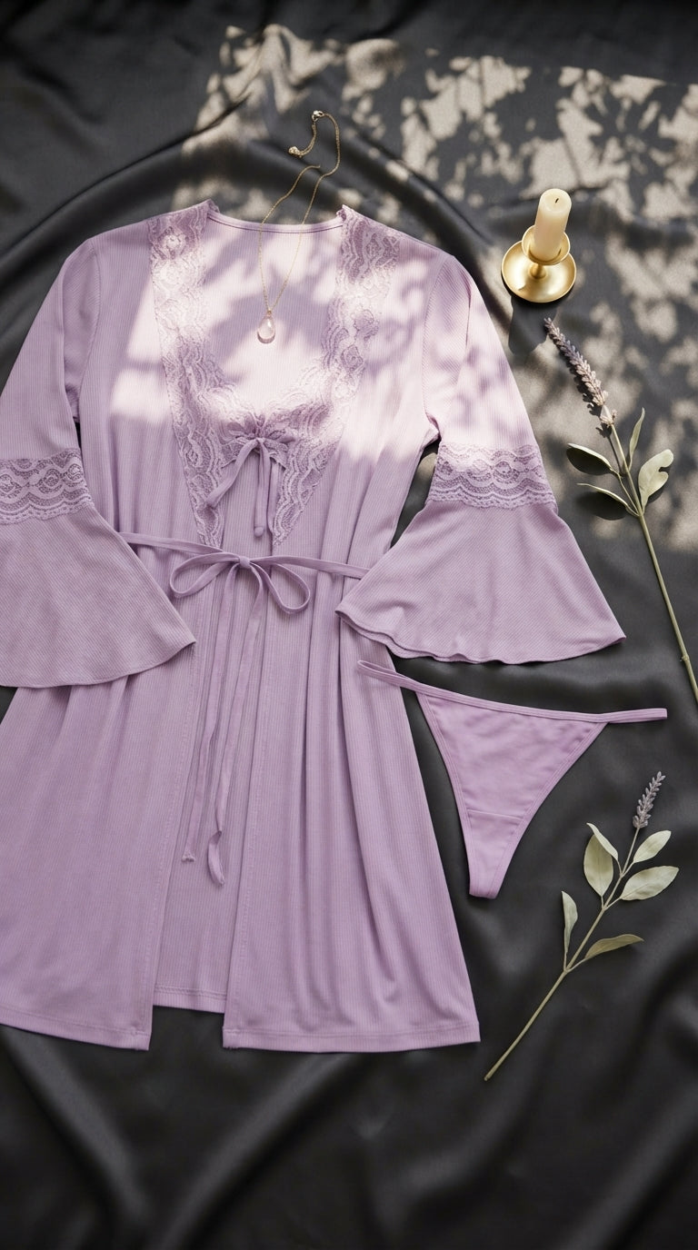 Purple Short Inner Gown Nighty LN0146