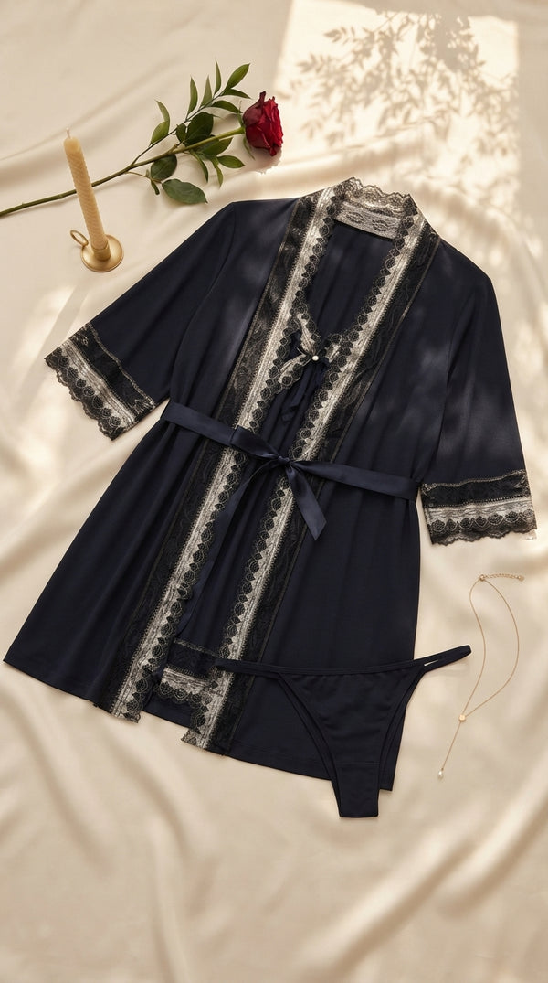 Black Short Inner Gown Nighty LN0147