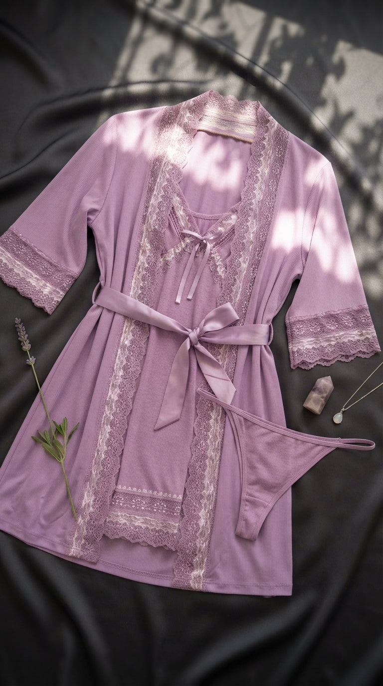 Purple Short Inner Gown Nighty LN0147