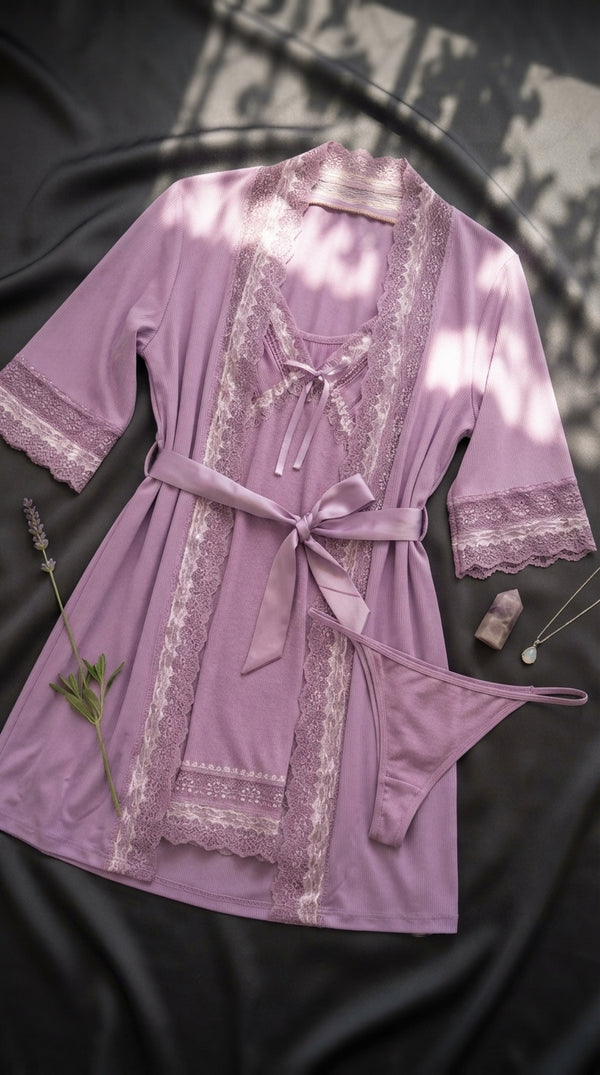 Purple Short Inner Gown Nighty LN0147