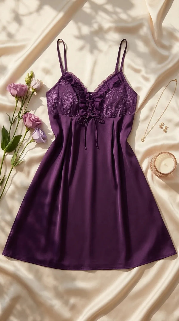 Purple Short Nighty For Women LN0196