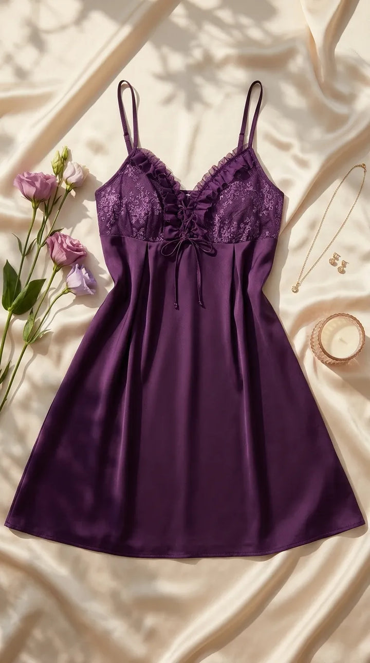Purple Short Nighty For Women LN0196