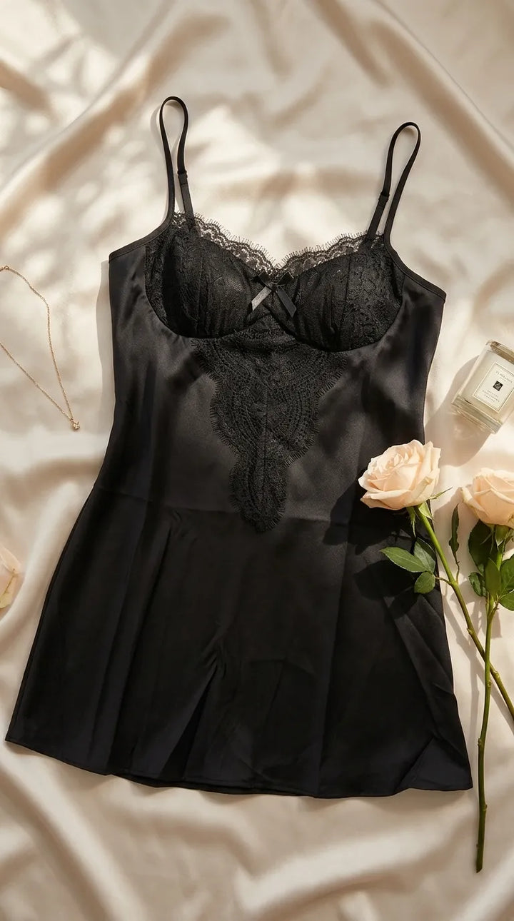 Black Short Nighty For Women LN0198