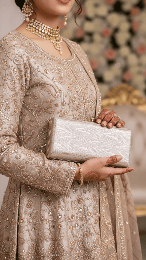 Brown Formal Clutch For Ladies P15701