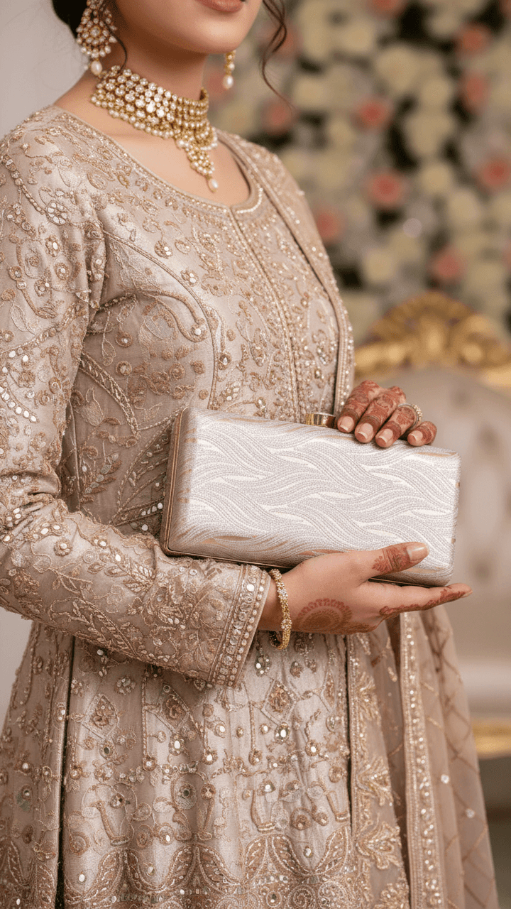 Brown Formal Clutch For Ladies P15701