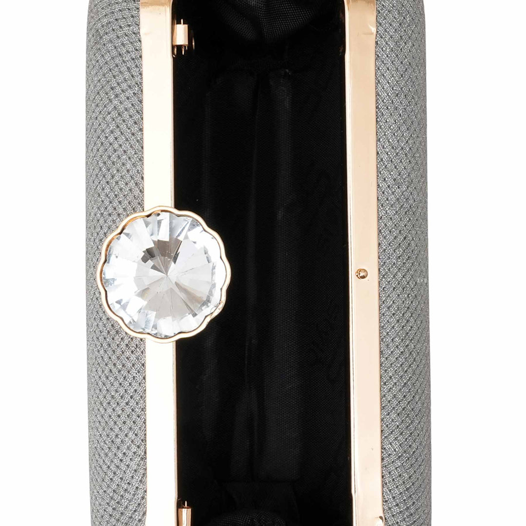 Silver Women Fancy Clutch P15712