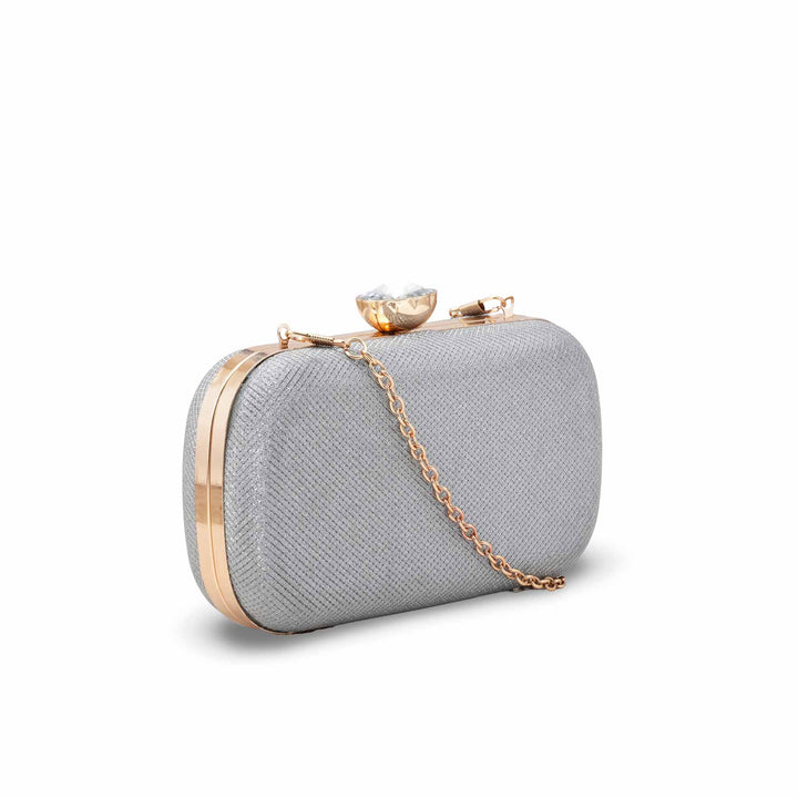 Silver Women Fancy Clutch P15712