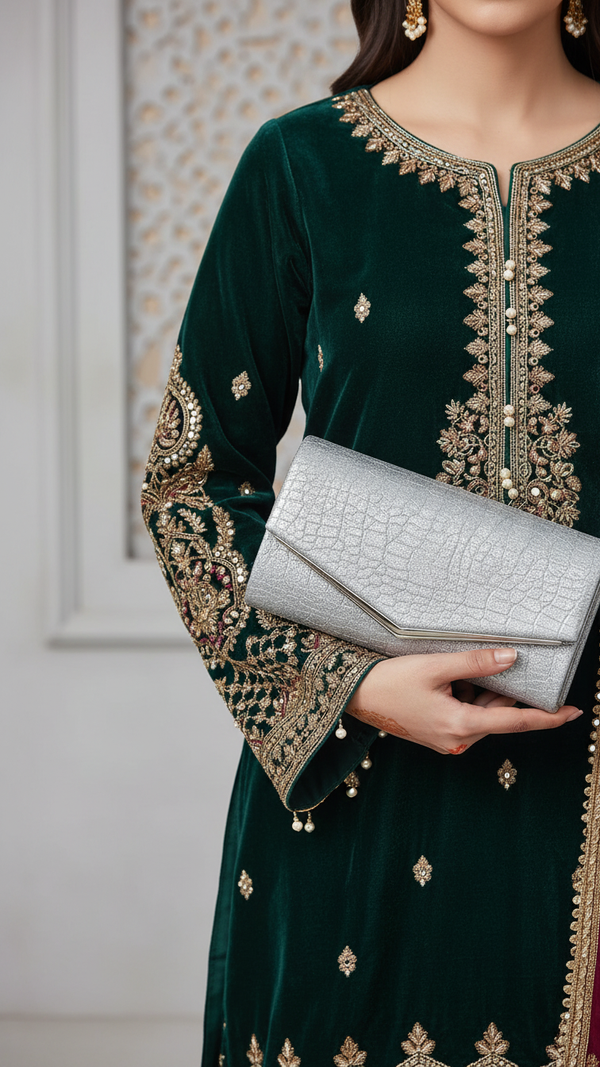 Grey Fancy Clutch P24158