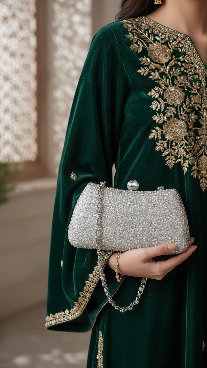 Silver Fancy Clutch P24180