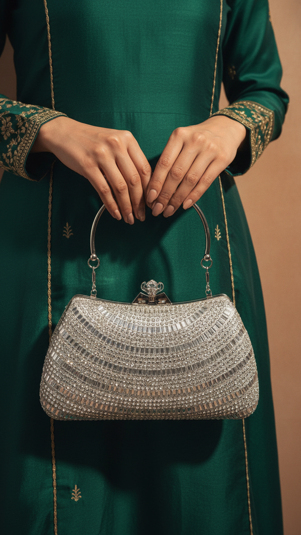 Silver Fancy Clutch P24185