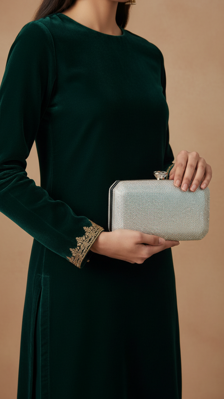 AB Silver Fancy Clutch p24237