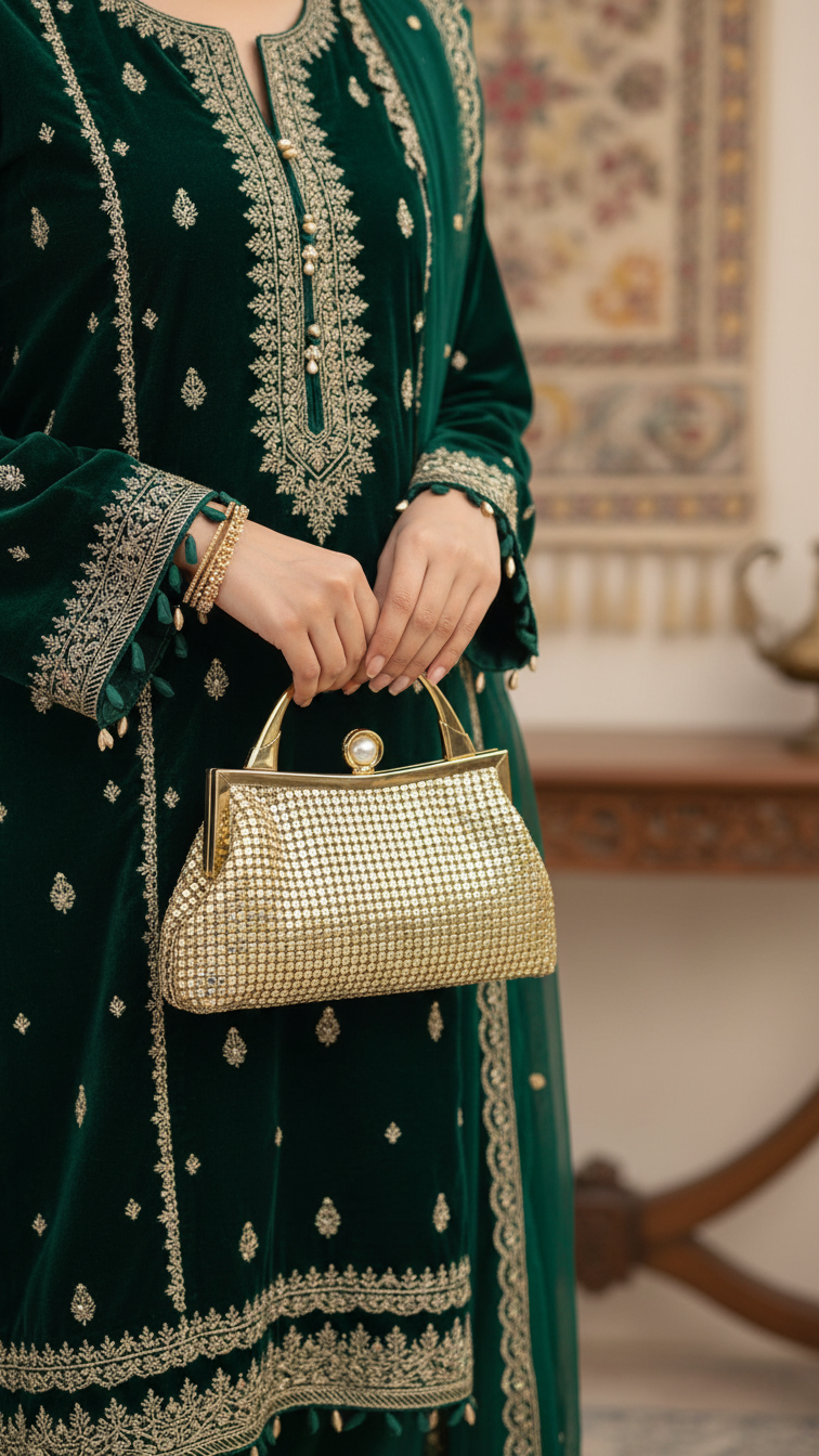 AB Golden Bridal Clutch p24272