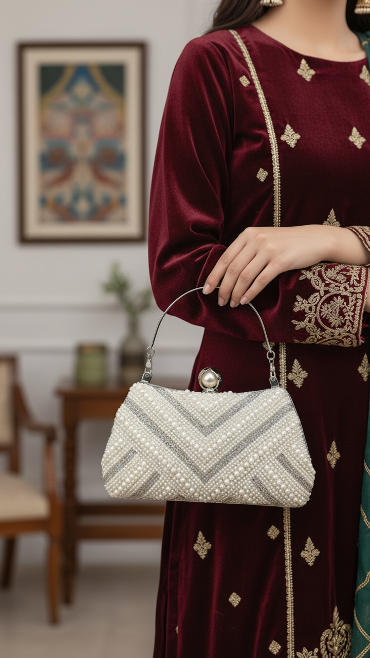 White Bridal Clutch P24289