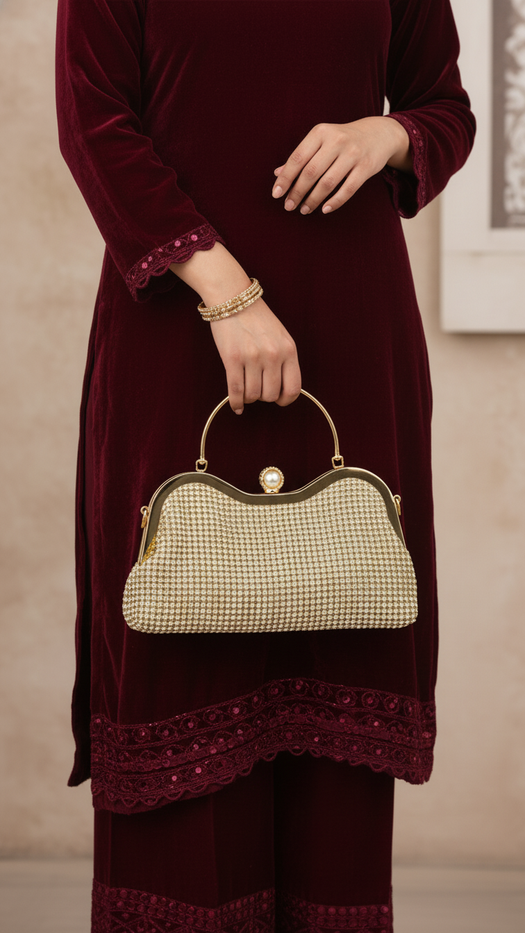 Golden Bridal Clutch P24298
