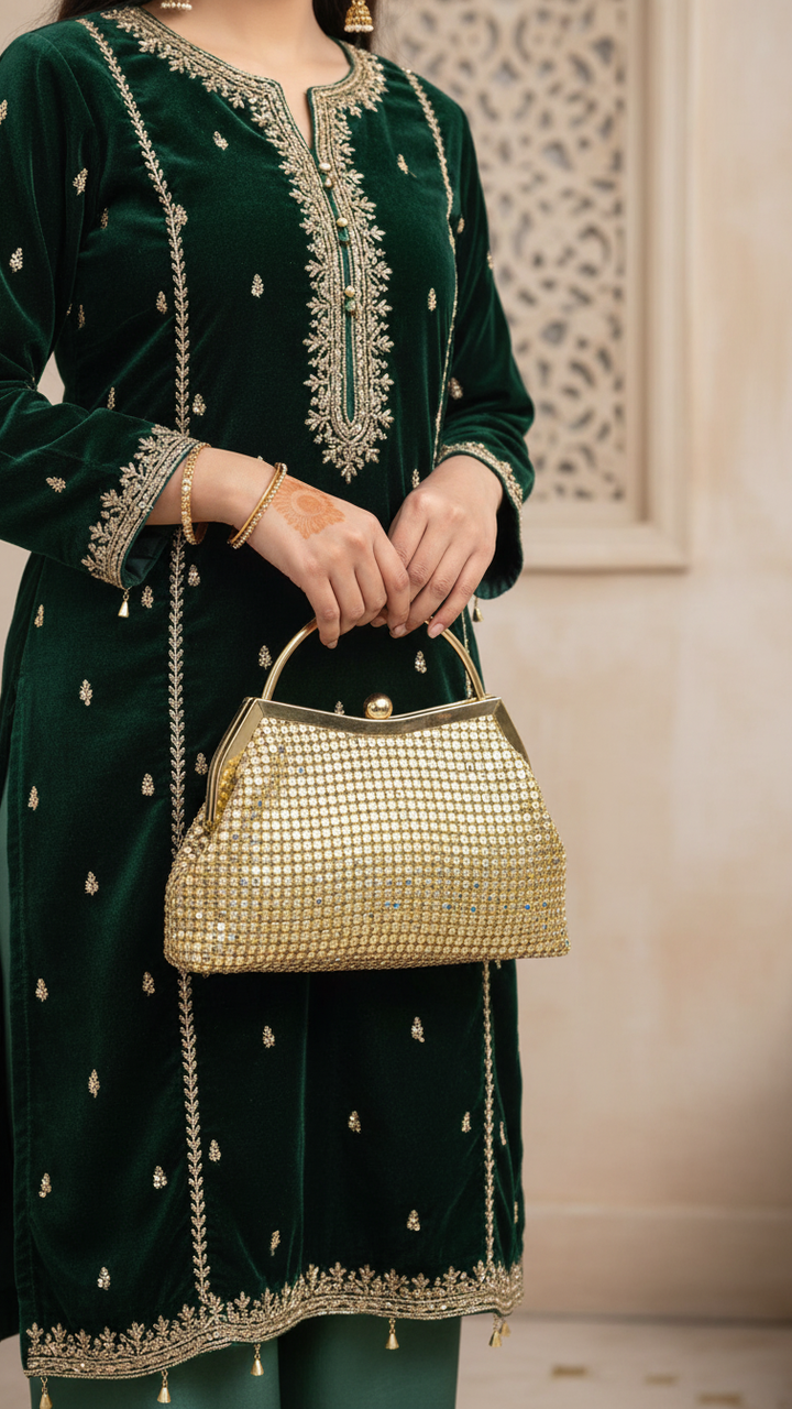 AB Golden Bridal Clutch P24304