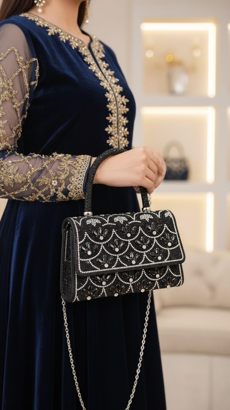 Black Fancy Shoulder Bag P24334
