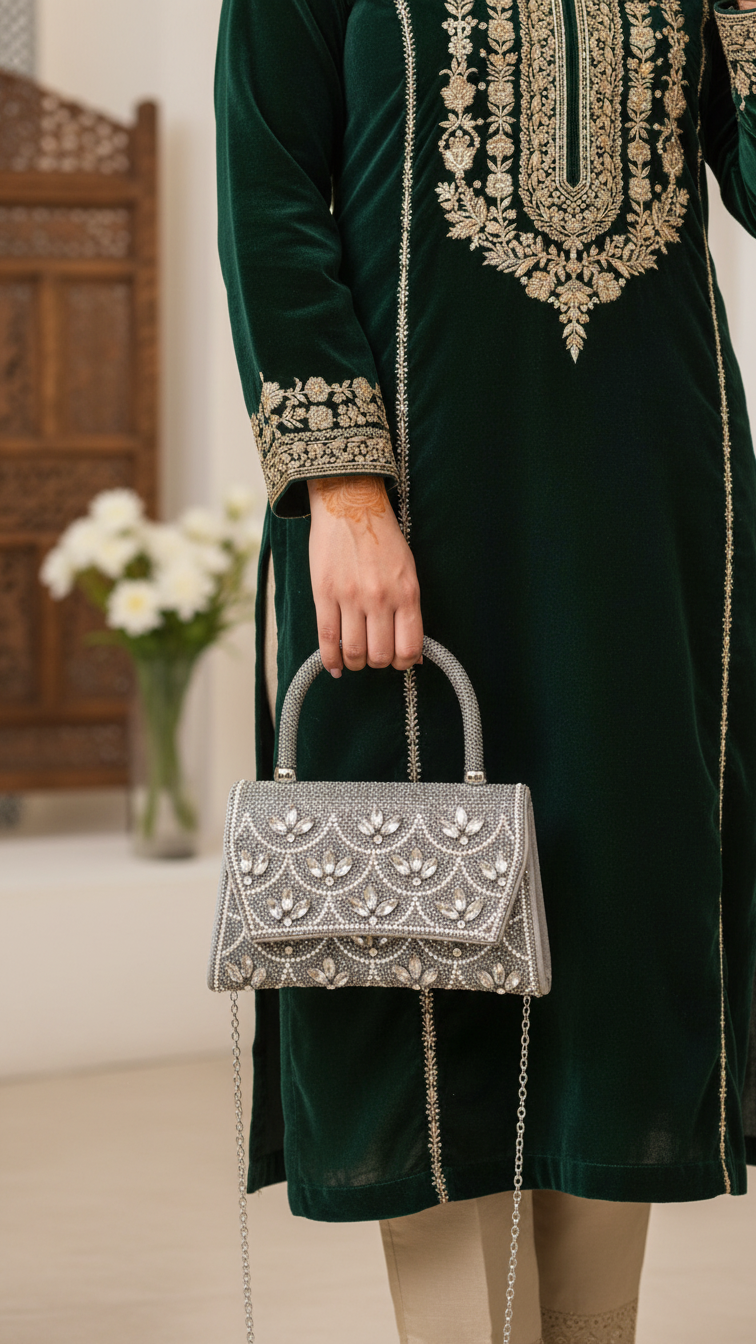 Grey Fancy Shoulder Bag P24335